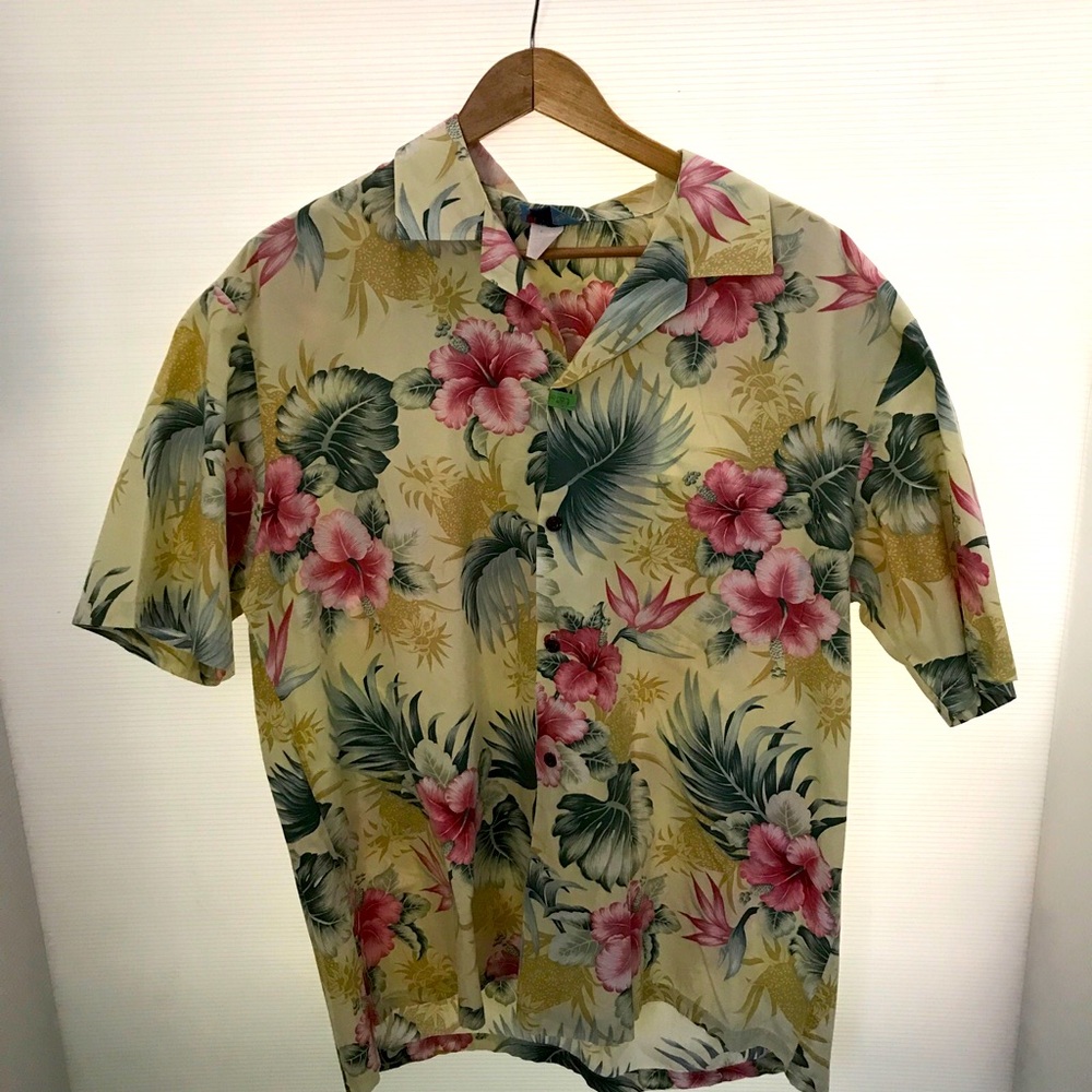 XL Men's HAWAIIAN VINTAGE Vintage Yellow Floral Hawaiian Shirt NEW WITH TAGS